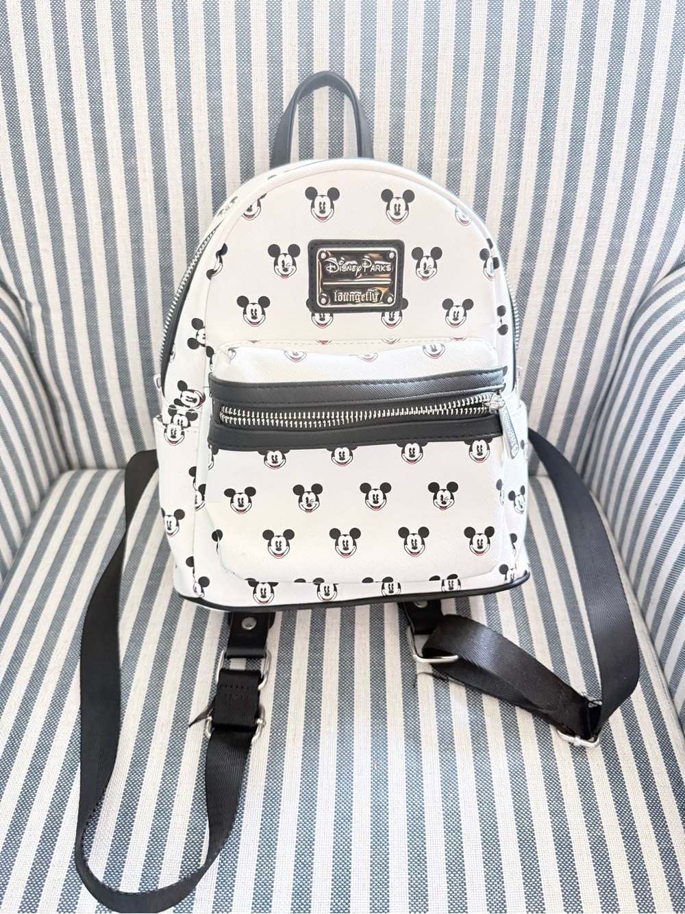 Loungefly White and Black Mickey Mouse Mini Backpack